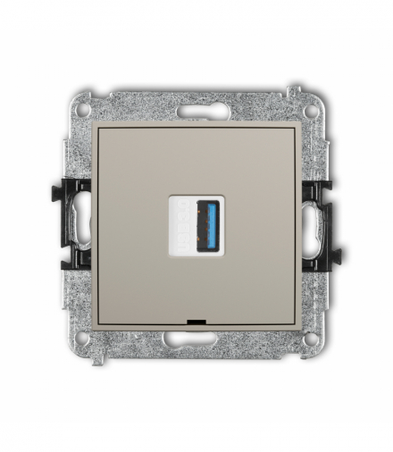 ICON Gniazdo pojedyncze USB A-A 3.0, bez pola opisowego, taupe Karlik 60IGUSBBO-5