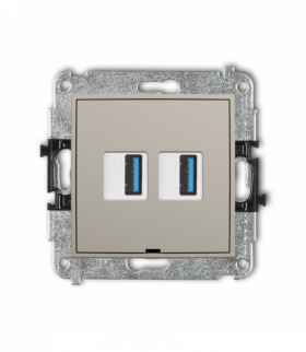 ICON Gniazdo podwójne 2xUSB A-A 3.0, bez pola opisowego, taupe Karlik 60IGUSBBO-6