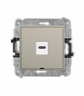 ICON Gniazdo pojedyncze 1xUSB C-C, bez pola opisowego, taupe Karlik 60IGUSBBO-7