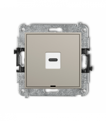 ICON Gniazdo pojedyncze 1xUSB C-C, bez pola opisowego, taupe Karlik 60IGUSBBO-7