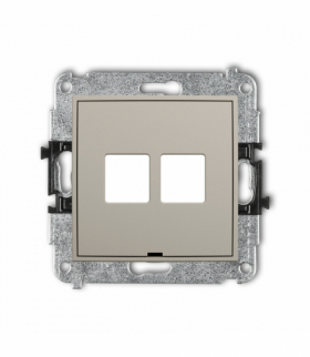 ICON Gniazdo multimedialne podwójne bez modułu, bez pola opisowego (standard Keystone), taupe Karlik 60IGMBO-2P