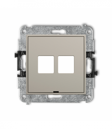 ICON Gniazdo multimedialne podwójne bez modułu, bez pola opisowego (standard Keystone), taupe Karlik 60IGMBO-2P