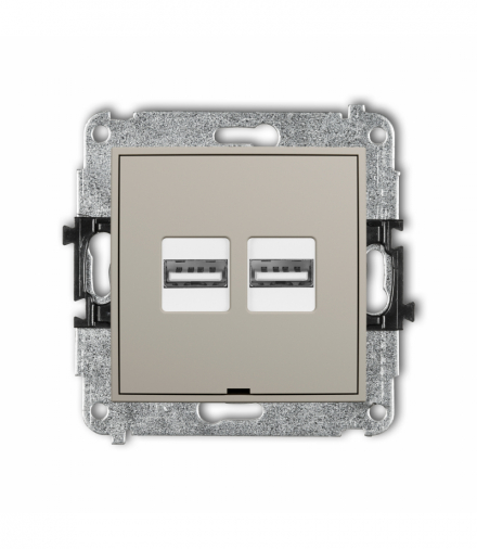 ICON Ładowarka USB podwójna 2xUSB A, 15,5W max., 5V, 3.1A, bez pola opisowego, taupe Karlik 60ICUSBBO-6