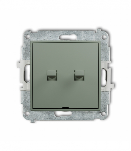 ICON Łącznik zwierny, dwubiegunowy w stylu amerykańskim (dwa klawisze bez piktogramów, osobne zasilanie), szałwiowy Karlik 61IWPUS-44.2