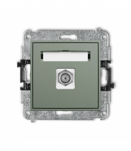 ICON Gniazdo antenowe pojedyncze typu F (SAT) niklowany, szałwiowy Karlik 61IGF-1