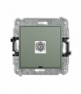 ICON Gniazdo antenowe pojedyncze typu F (SAT) niklowany, bez pola opisowego, szałwiowy Karlik 61IGFBO-1