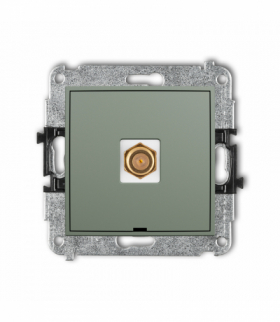 ICON Gniazdo antenowe pojedyncze typu F (SAT) pozłacany, bez pola opisowego, szałwiowy Karlik 61IGFBO-1.1