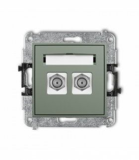 ICON Gniazdo antenowe podwójne typu F (SAT) niklowany, szałwiowy Karlik 61IGF-2