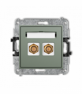 ICON Gniazdo antenowe podwójne typu F (SAT) pozłacany, szałwiowy Karlik 61IGF-2.1