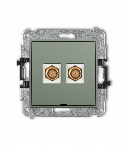 ICON Gniazdo antenowe podwójne typu F (SAT) pozłacany, bez pola opisowego, szałwiowy Karlik 61IGFBO-2.1