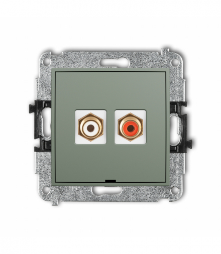 ICON Gniazdo podwójne RCA, bez pola opisowego (typu cinch - biały i czerwony, pozłacany), szałwiowy Karlik 61IGRCABO-2