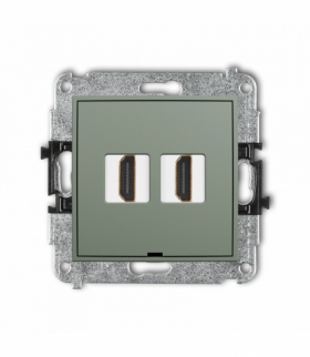 ICON Gniazdo podwójne HDMI 2.0, 4K, bez pola opisowego, szałwiowy Karlik 61IHDMIBO-4