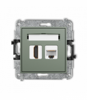 ICON Gniazdo HDMI 2.0, 4K + gniazda komp. poj. 1xRJ45, kat. 5e, 8-stykowy, szałwiowy Karlik 61IGHK
