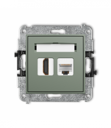 ICON Gniazdo HDMI 2.0, 4K + gniazda komp. poj. 1xRJ45, kat. 5e, 8-stykowy, szałwiowy Karlik 61IGHK