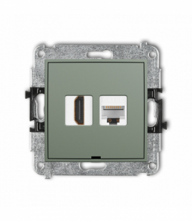 ICON Gniazdo HDMI 2.0, 4K + gniazda komp. poj. 1xRJ45, kat. 5e, 8-stykowy, bez pola opisowego, szałwiowy Karlik 61IGHKBO