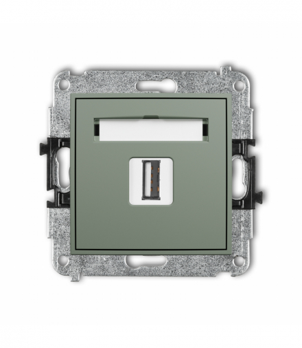 ICON Gniazdo pojedyncze USB A-A 2.0, szałwiowy Karlik 61IGUSB-1