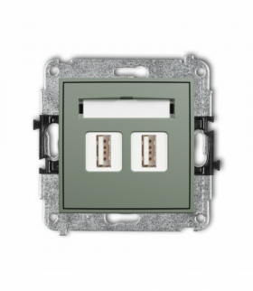 ICON Gniazdo podwójne 2xUSB A-A 2.0, szałwiowy Karlik 61IGUSB-2