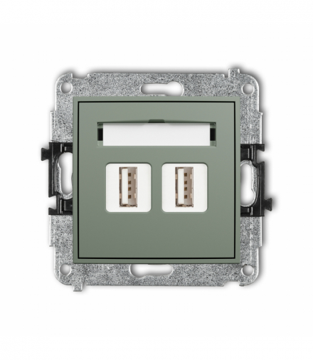 ICON Gniazdo podwójne 2xUSB A-A 2.0, szałwiowy Karlik 61IGUSB-2