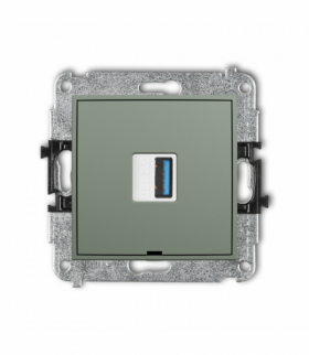 ICON Gniazdo pojedyncze USB A-A 3.0, bez pola opisowego, szałwiowy Karlik 61IGUSBBO-5