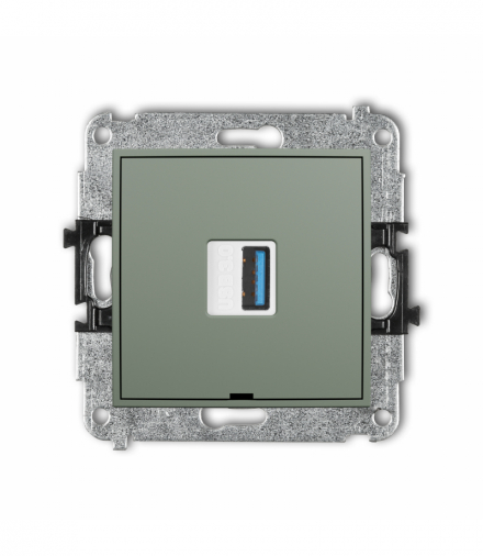 ICON Gniazdo pojedyncze USB A-A 3.0, bez pola opisowego, szałwiowy Karlik 61IGUSBBO-5