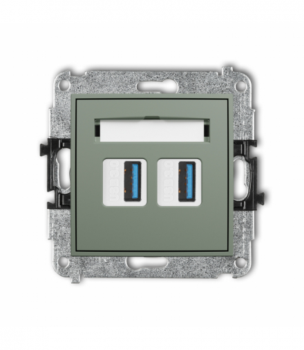 ICON Gniazdo podwójne 2xUSB A-A 3.0, szałwiowy Karlik 61IGUSB-6