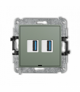 ICON Gniazdo podwójne 2xUSB A-A 3.0, bez pola opisowego, szałwiowy Karlik 61IGUSBBO-6