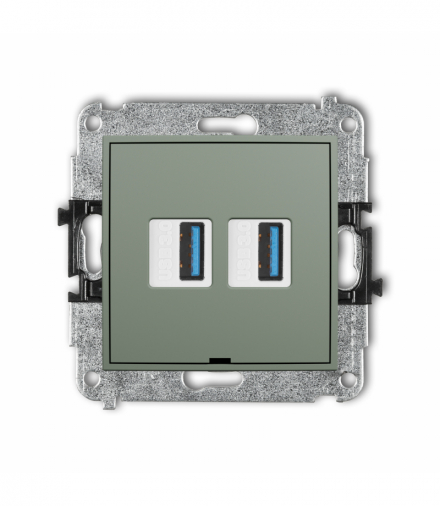 ICON Gniazdo podwójne 2xUSB A-A 3.0, bez pola opisowego, szałwiowy Karlik 61IGUSBBO-6