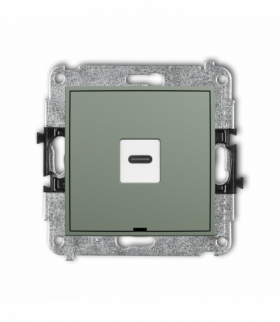 ICON Gniazdo pojedyncze 1xUSB C-C, bez pola opisowego, szałwiowy Karlik 61IGUSBBO-7