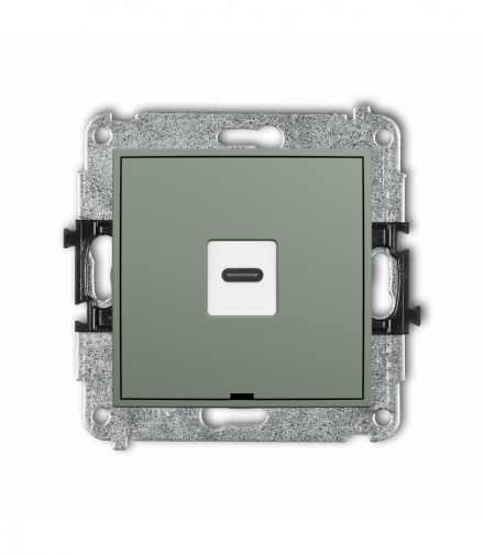 ICON Gniazdo pojedyncze 1xUSB C-C, bez pola opisowego, szałwiowy Karlik 61IGUSBBO-7
