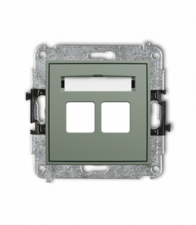 ICON Gniazdo multimedialne podwójne bez modułu (standard Keystone), szałwiowy Karlik 61IGM-2P