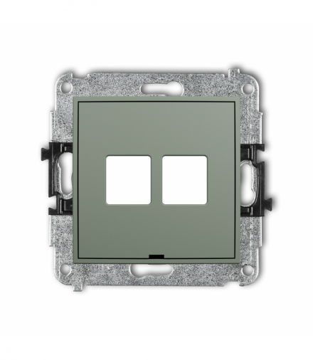 ICON Gniazdo multimedialne podwójne bez modułu, bez pola opisowego (standard Keystone), szałwiowy Karlik 61IGMBO-2P