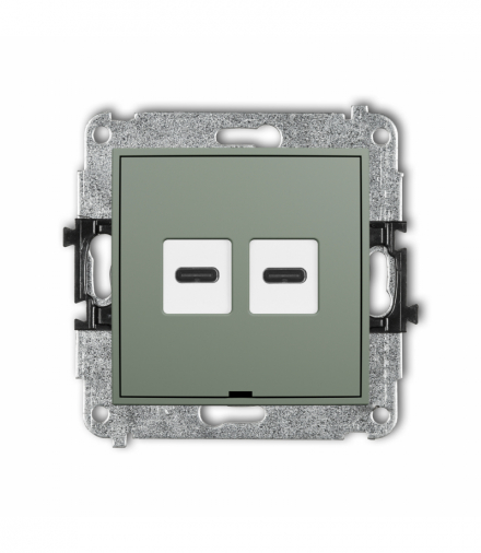 ICON Ładowarka USB podwójna 2xUSB C, 20W max., bez pola opisowego, szałwiowy Karlik 61ICUSBBO-7