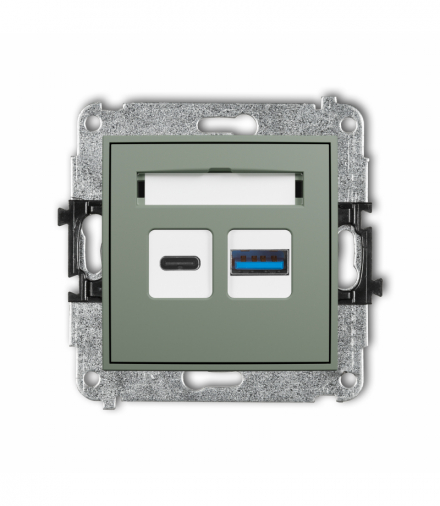 ICON Ładowarka USB podwójna USB C + USB A, 20W max., szałwiowy Karlik 61ICUSB-8