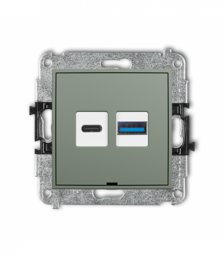 ICON Ładowarka USB podwójna USB C + USB A, 20W max., bez pola opisowego, szałwiowy Karlik 61ICUSBBO-8