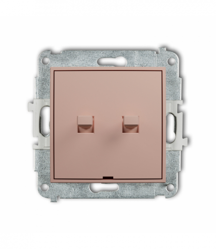 ICON Łącznik pojedynczy ze schodowym w stylu amerykańskim (dwa klawisze bez piktogramów,wspólne zasilanie), Łososiowy Karlik 62IWPUS-10.11