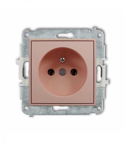 ICON Gniazd pojedyncze z uziemieniem 2P+Z (bez przesłon torów prądowych), Łososiowy Karlik 62IGP-1z