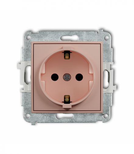 ICON Gniazd pojedyncze z uziemieniem SCHUKO 2P+Z (przesłony torów prądowych), Łososiowy Karlik 62IGP-1sp