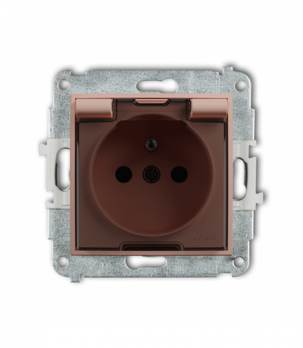 ICON Gniazdo bryzgoszczelne z uziemieniem 2P+Z (klapka dymna, przesłony torów prądowych), Łososiowy Karlik 62IGPB-1zdp