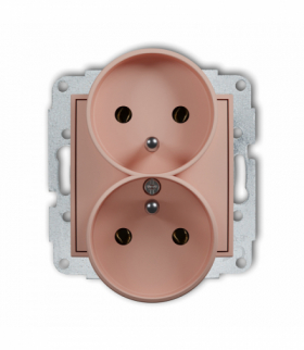 ICON Gniazd podwójne do ramki z uziemieniem 2x(2P+Z) (bez przesłon torów prądowych), Łososiowy Karlik 62IGPR-2z
