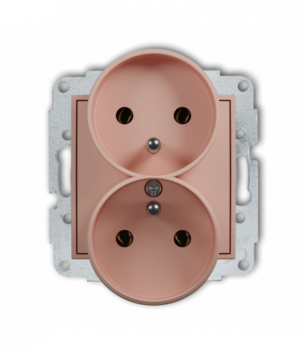 ICON Gniazd podwójne do ramki z uziemieniem 2x(2P+Z) (bez przesłon torów prądowych), Łososiowy Karlik 62IGPR-2z