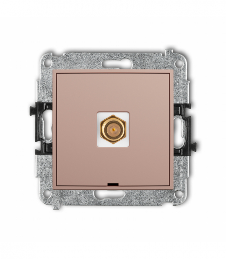 ICON Gniazdo antenowe pojedyncze typu F (SAT) pozłacany, bez pola opisowego, Łososiowy Karlik 62IGFBO-1.1