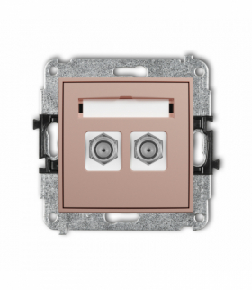 ICON Gniazdo antenowe podwójne typu F (SAT) niklowany, Łososiowy Karlik 62IGF-2