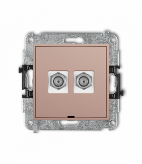 ICON Gniazdo antenowe podwójne typu F (SAT) niklowany, bez pola opisowego, Łososiowy Karlik 62IGFBO-2