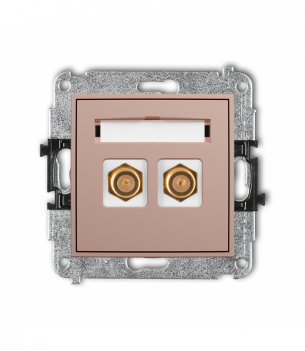 ICON Gniazdo antenowe podwójne typu F (SAT) pozłacany, Łososiowy Karlik 62IGF-2.1