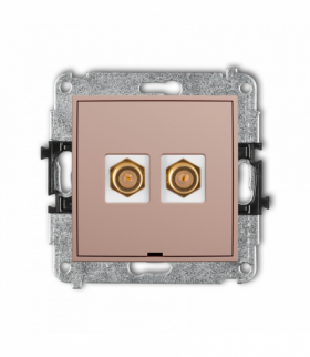 ICON Gniazdo antenowe podwójne typu F (SAT) pozłacany, bez pola opisowego, Łososiowy Karlik 62IGFBO-2.1
