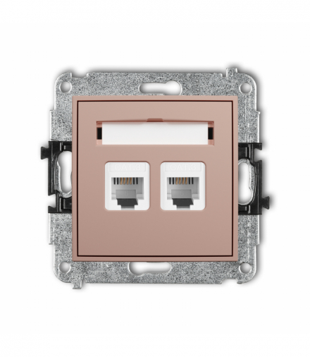 ICON Gniazdo telefoniczne podwójne 2xRJ11, 4-stykowy, beznarzędziowe, Łososiowy Karlik 62IGT-2