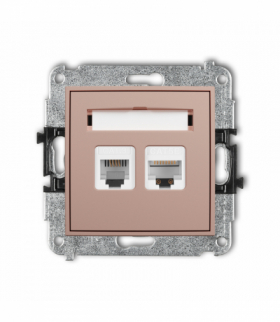 ICON Gniazdo telefoniczne pojedyncze 1xRJ11 + komputerowe 1xRJ45, kat. 5e, 8-stykowy, beznarzędziowe, Łososiowy Karlik 62IGTK