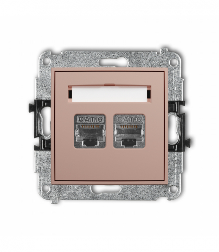 ICON Gniazdo komputerowe podwójne 2xRJ45, kat. 6, ekranowany, 8-stykowy, Łososiowy Karlik 62IGK-6