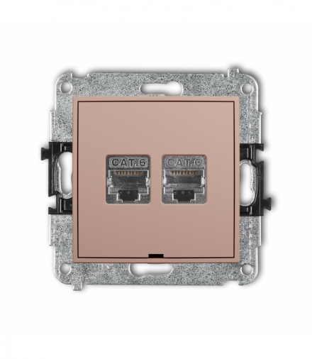 ICON Gniazdo komputerowe podwójne 2xRJ45, kat. 6, ekranowany, 8-stykowy, bez pola opisowego, Łososiowy Karlik 62IGKBO-6