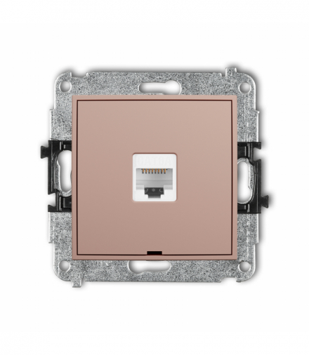 ICON Gniazdo komputerowe pojedyncze 1xRJ45, kat. 6A, 8-stykowy, bez pola opisowego, Łososiowy Karlik 62IGKBO-7